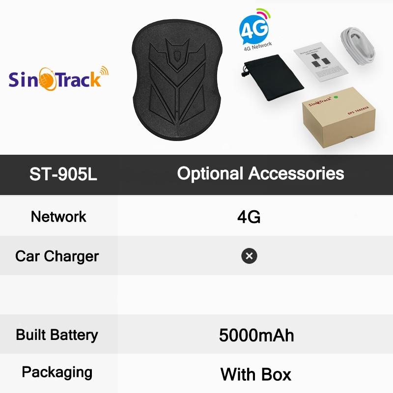 SinoTrack Магнитный 4G Водонепроницаемый Автомобильный GPS-трекер ST-905/ST-915 Локатор транспортного средства Длительное время ожидания Аккумулятор 10000 мАч с бесплатным приложением