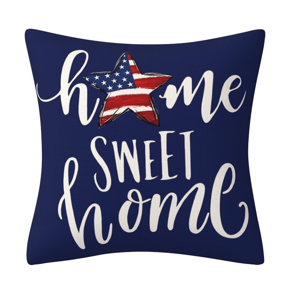 Наволочка со звездой американского флага - Home Sweet Home Хлопково-льняная наволочка для подушки Декоративная подушка для дивана спальни