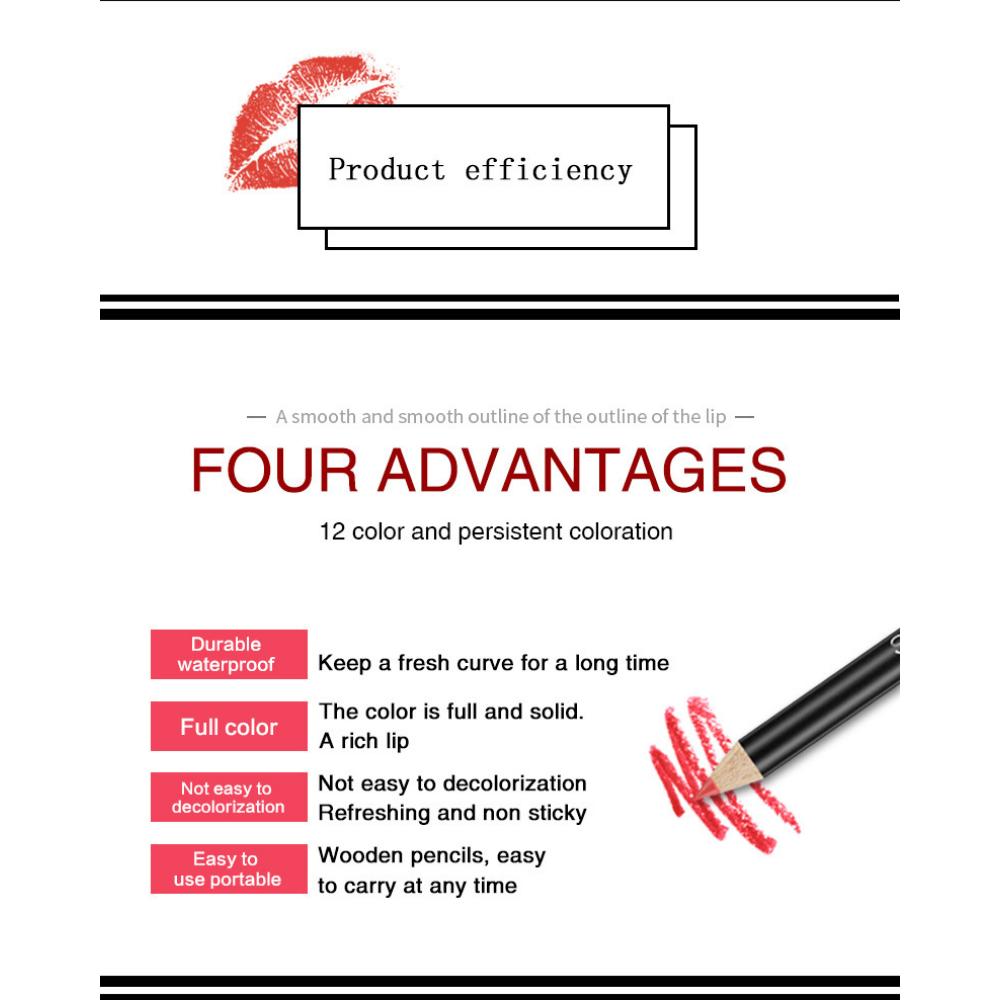 VIBELY 12 Colour Matte Lip Liner Waterproof Lip Trim Lipstick Pencil Lip Pencil