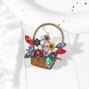 Flower Basket Brooch Hollow Out Colorful Rhinestone Flower Leaf Retro Suit Coat Collar Hat Scarf Clothes Pin Prom Party Garment Jewelry