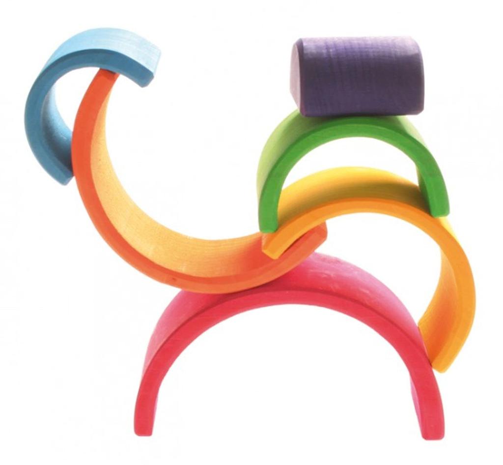 Радужный туннель Grimm's, Большой, 9 см В x 17 см Ш x 6,5 см Г, Развивающая игрушка, Строительные блоки, Декор интерьера, Ролевая игра