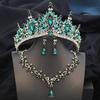Королевские свадебные наборы украшений для женщин Розовая тиара Свадебное платье Корона С набором ожерелья и серег Аксессуары для костюма для вечеринки или дня рождения