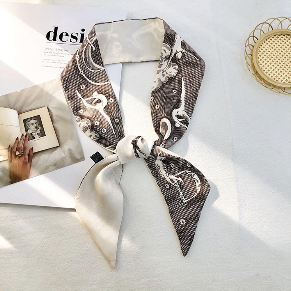 Шелковый шарф с цветочным принтом, шарф для волос, шелковый шарф, повязка на голову, женский головной убор, повязка на голову в корейском стиле