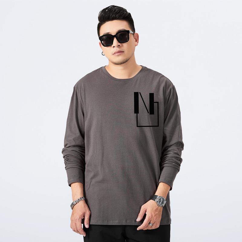 Мужская футболка больших размеров свободного кроя с длинным рукавом на осень (300 Джин)