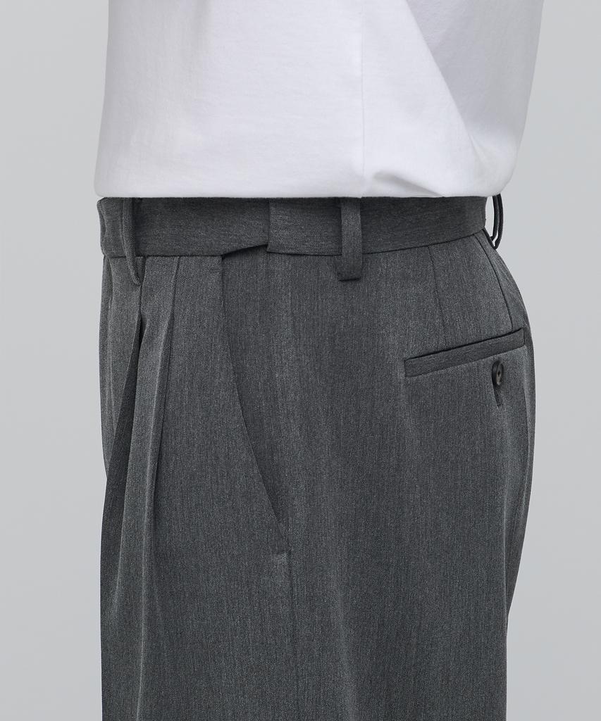 MUSINSA STANDARD Super Wide Hidden Banding Crop Slacks [Medium Gray]