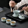 Luxury Ru Kiln Chinese Gongfu Tea Set Ceramic Teapot with Cups Gift Box Home Office Tea Ceremony