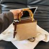 Weaving Bag Summer New Bamboo Handle Tote Straw Bag Niche Simple Shoulder Crossbody Bucket Bag Women's Bag KTY