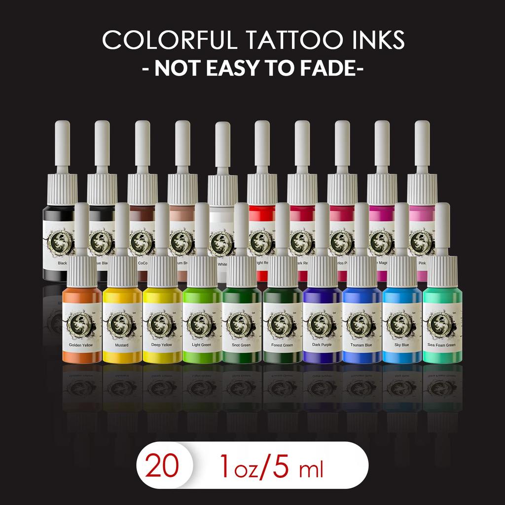 Wormhole Tattoo Kit Tattoo Gun Kit Tattoo Machine Kit Beginner Tattoo Gun 20 Color Ink Power Supply Tattoo Pen Kit Red