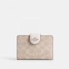 Coach Medium Corner Zip Wallet In Signature Canvas Gold Tan Brown