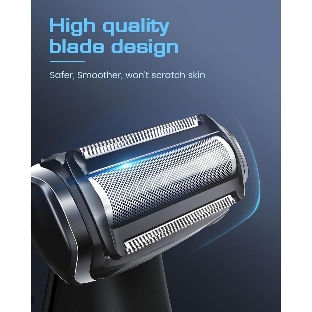 Mens Back Shaver with Long Handle, Multifunctional Self-Service Electric Back Hair Razor with Detachable Handle, Trimmer for Men with Back Attachment