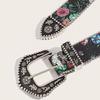 Flower Floral Belt Printed Retro Waistband Personality PU Leather Waistband  Party