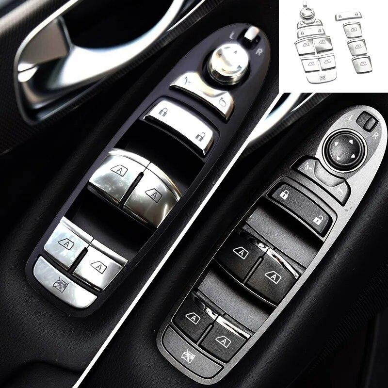 Door Window Glass Lift Button Knob Decorative Cover Sticker Trim For Infiniti Q50 Q50L Q70 QX50 QX60 Interior Accessories