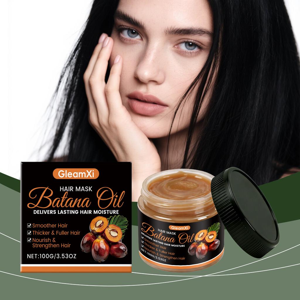 GleamXi Batana Oil Hair Mask moisturizes and cares for hair, providing a refreshing and radiant hair care experience