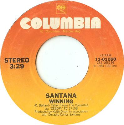 7-дюймовая пластинка SANTANA - Winning 1101050 Columbia 1981 США Рок Б/У