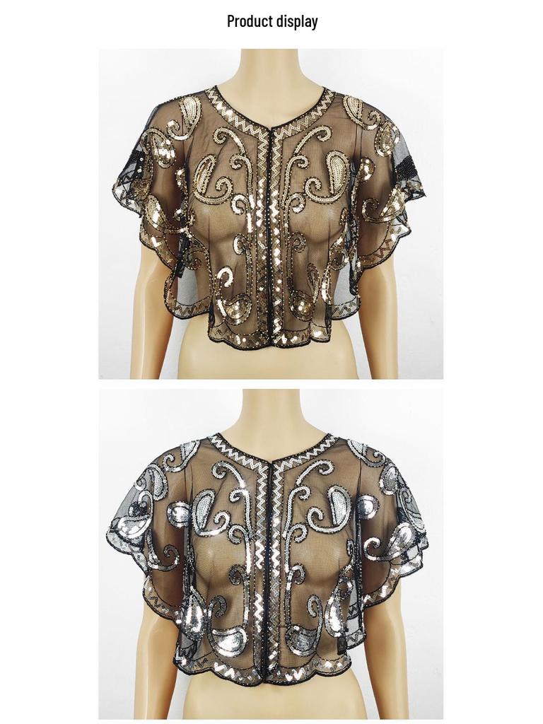 Versatile Lace Shrug: European & American Summer Sequin Mesh Shawl