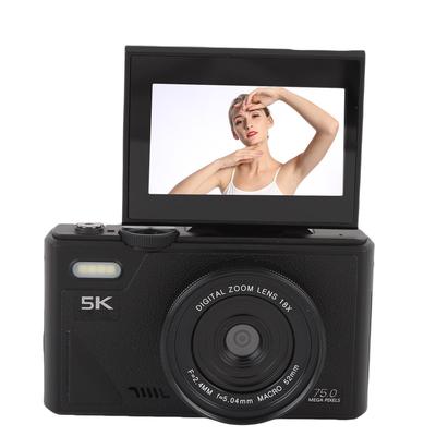 Цифровая камера 5K 75 МП HD 18-кратный зум Автофокус Поворотный на 180° Экран Стабилизация изображения Ретро Цифровая камера для селфи Путешествий