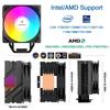 upHere CPU Cooler Side Flow Type LGA1700 Compatible High Performance ARGB PWM Fan Adopted AURA Sync 5V 3PIN RGB 6 Hit Pipes AM4 Compatible Black