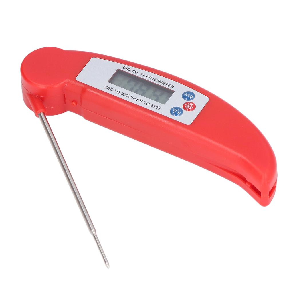 Meat Temperature Measurement Fast Digital Food Thermometer with Foldable Probe for Cooking Red