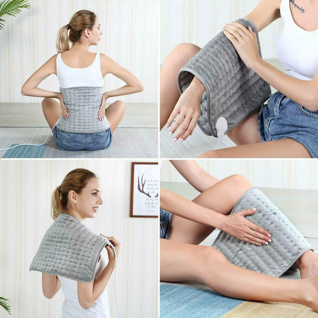 120W 110~240V Large Electric Heating Pad 6-Level Fast Moist/Dry Neck Shoulder Back Pain Relief
