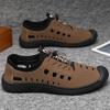 Летняя новая мужская кожаная обувь, обувь для ходьбы по воде, обувь на перфорированной поверхности, повседневная обувь, обувь на мягкой подошве, дышащая, для вождения
