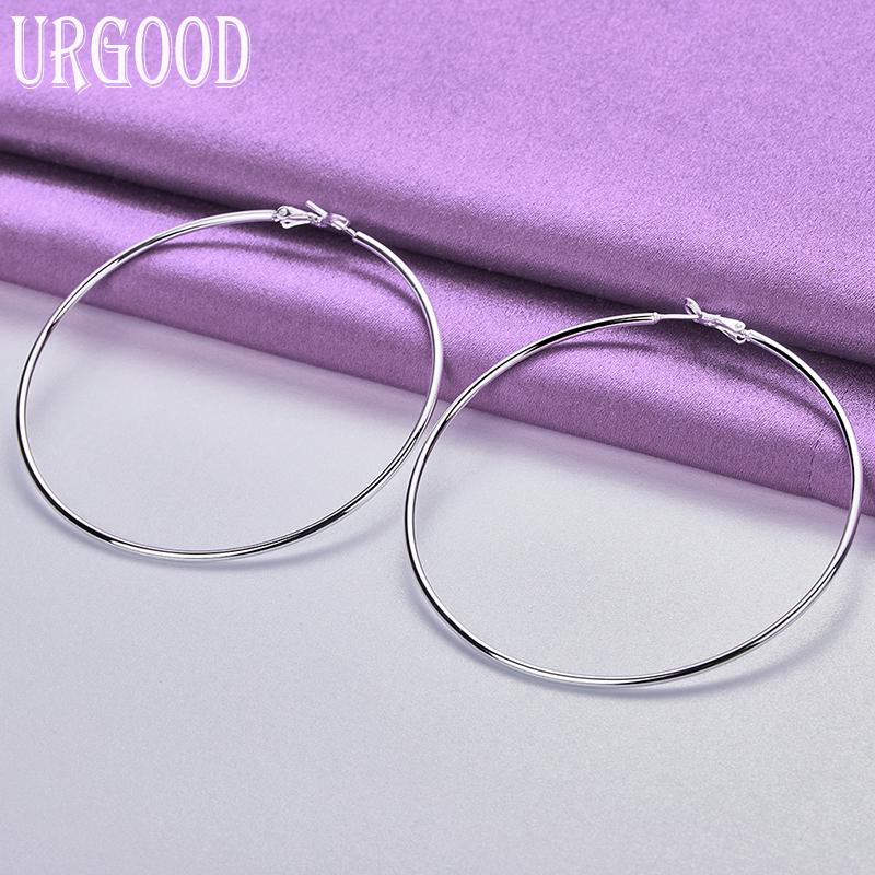 Серьги из стерлингового серебра 925 пробы, гладкие, 50/60/70/80 мм, свадебные украшения с подвесками