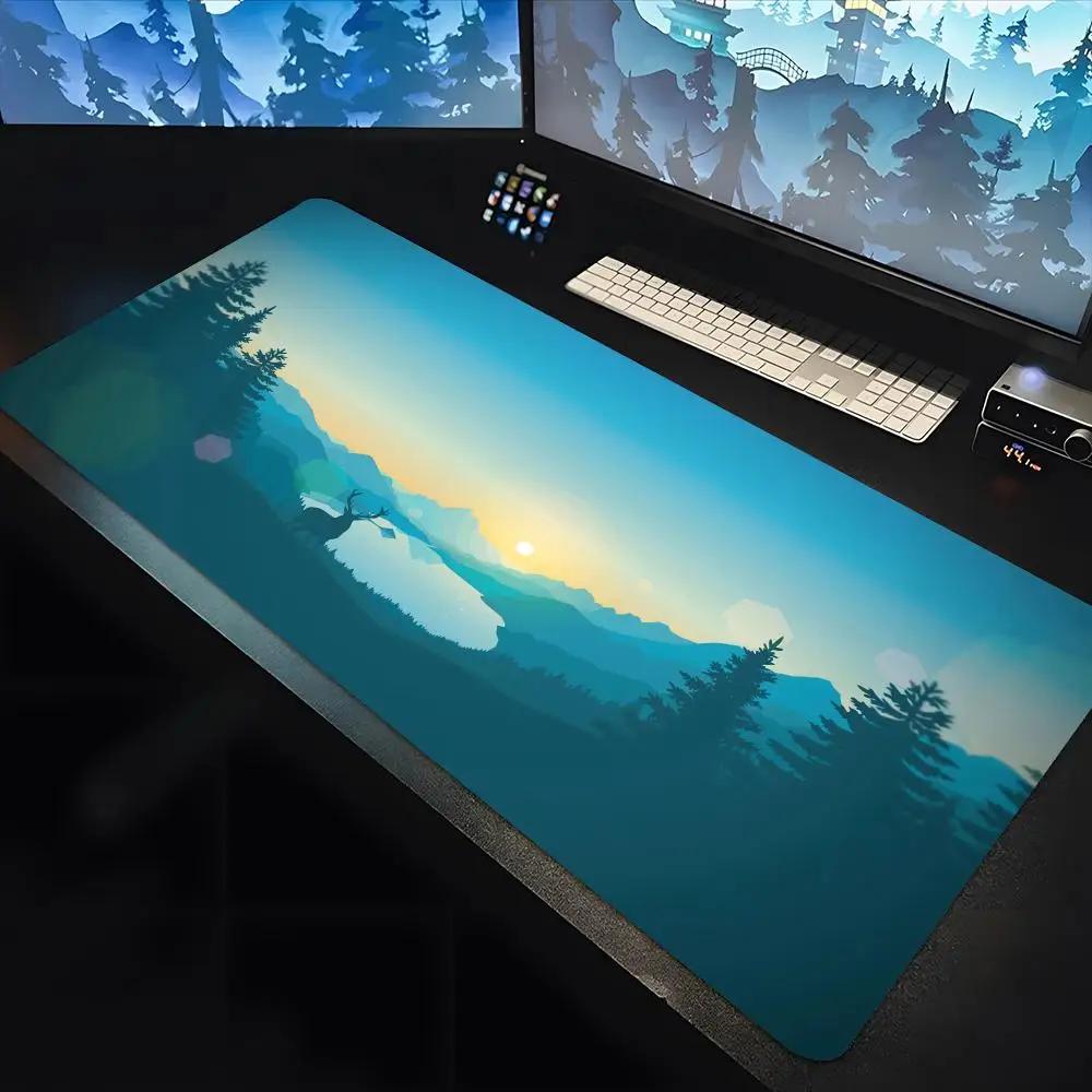 Deep forest firewatch large keyboard mouse desk pad nonslip rubber gaming suitable for mouse pad laptop carpet x