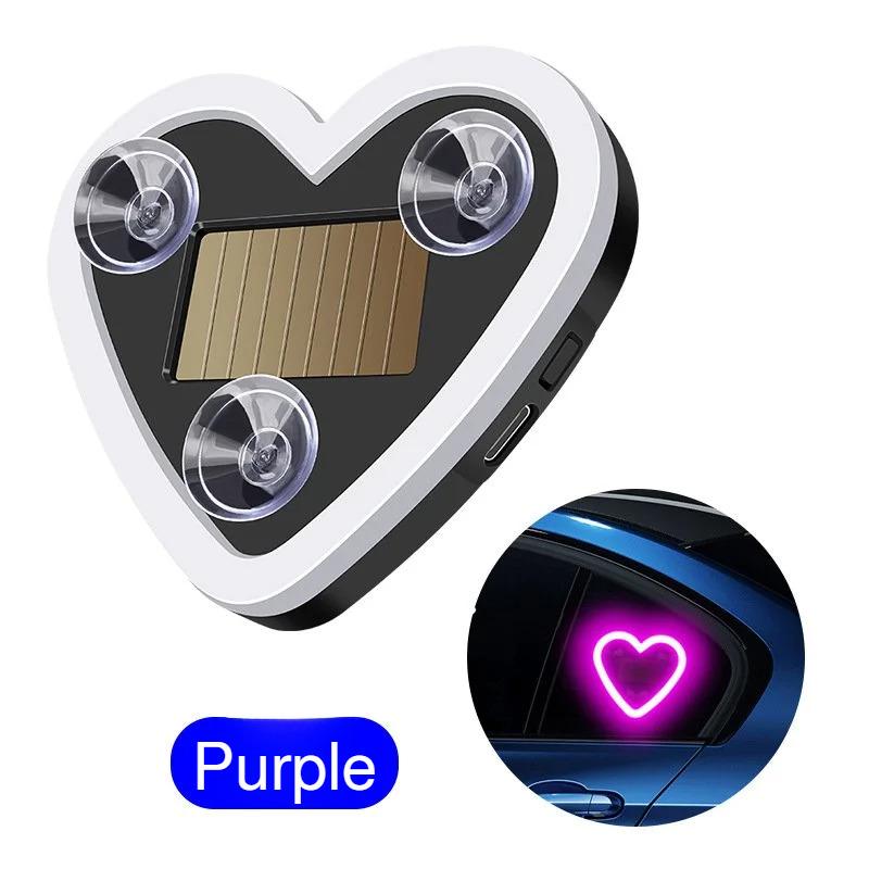 Car Solar Atmosphere Lights Heart Neon Lights USB Powered Auto Interior Decoration Ambient Lighting Car Accessories