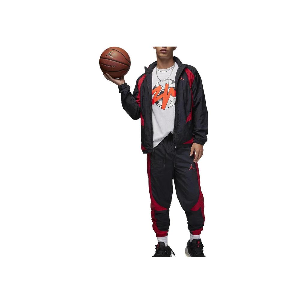 Jordan Colorblock Logo Print Mid-Waist Drawstring Loose Knit Joggers Men Bottoms Black DX9374-013