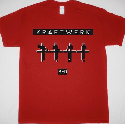 KRAFTWERK 3-D КОНЦЕРТЫ НОВАЯ КРАСНАЯ Футболка Хлопок Унисекс UB377