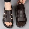 Летние Новые Сандалии из Натуральной Кожи для Мужчин Уличные Повседневные Нескользящие Дышащие Римские Туфли Удобные Пляжные Шлепанцы