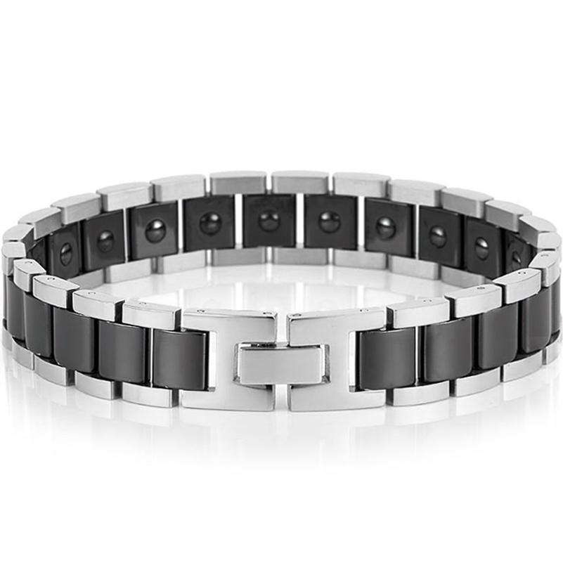 Браслет для лечения магнитными камнями для здоровья, мужские браслеты для облегчения боли при артрите и туннеля запястья, белые, черные керамические украшения