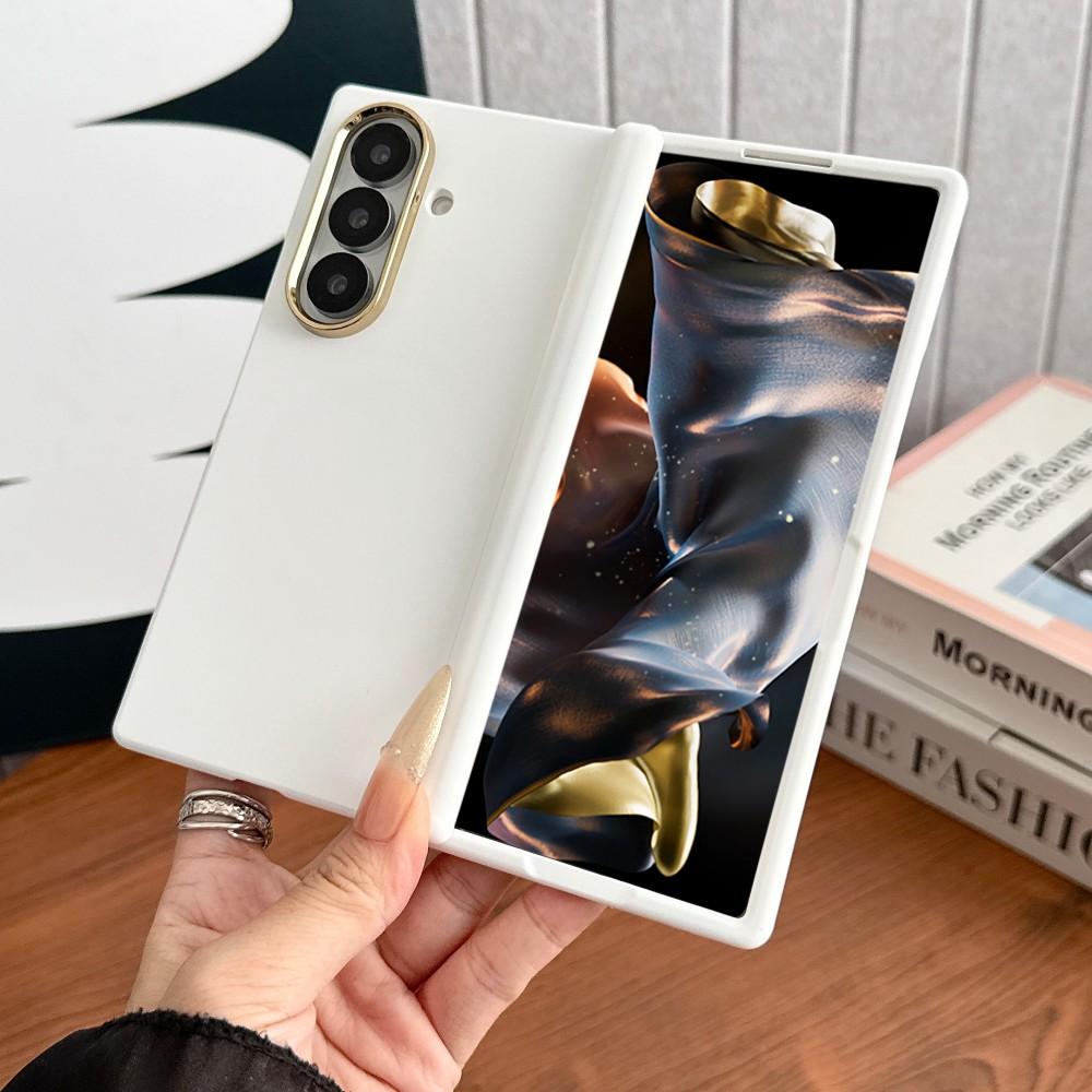 Для Samsung Galaxy Z Fold 6 7 5G Чехол для телефона однотонный Магнитная беспроводная зарядка Жесткий корпус из ПК Защита шарнира Задняя крышка