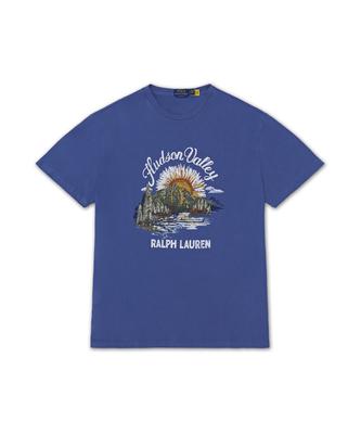 POLO RALPH LAUREN Классический крой Хлопковая футболка с графическим принтом - Темно-синий