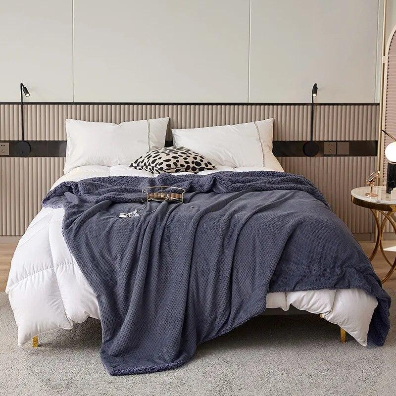 Зимнее теплое одеяло для дивана, пушистое одеяло из овечьей шерсти, покрывало для двуспальной кровати размера «queen-size», плед, покрывало