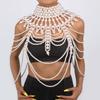 Vintage Exaggerated Heavy Industry Pearl Shawl, Layered Tribal Style Hollow Weaving Sexy Body Chain