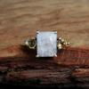 Natural Moonstone Citrine Ring Solid 925 Sterling Silver Birthstone Jewelry Statement Ring