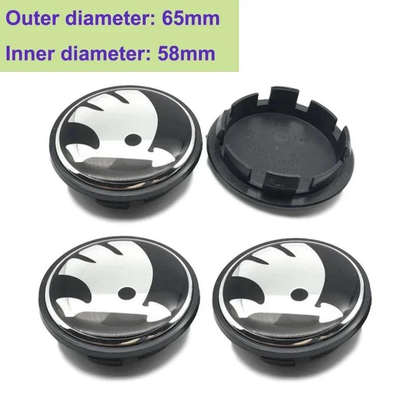 BYCP2 56/60/65mm Car Wheel Center Cover Caps Badge for Skoda Logo Superb Kamiq Octavia A7 Tour Yeti Fabia Rapid Kodiaq RS Karoq Metal