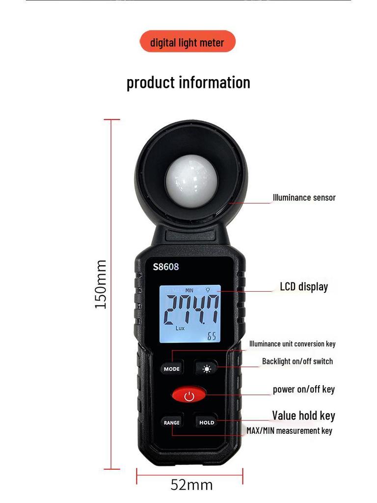 Высокоточный цифровой люксметр - Измеритель освещенности и люменов