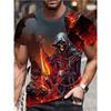 Men's 3D Hat Skull Print T-Shirt Casual Crew Neck Short Sleeve Tee Personality Punk Graphic T Shirts