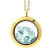 Stones and Minerals. Raw Paraiba Apatite Necklace. 30 Mm Medallion Model. Gold Color.