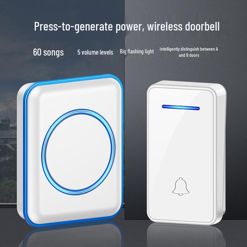 Waterproof Wireless Long-Range Self-Powered Smart Doorbell 433MHz for Elderly Notifications