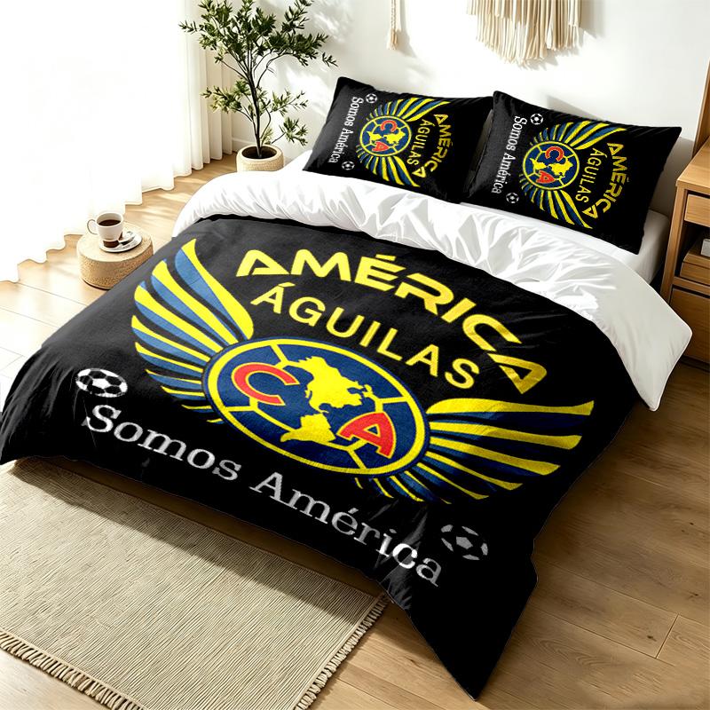 Club America 3pc Duvet Cover Set Simple Modern Bedding Set Wrinkle Resistant Soft Fabric All Season Use a perfect gift