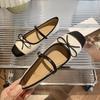 Mary Jane Shoes French Ballet Shoes Slim New Square Head Bow Word Belt Grandma Shoes Sweet Single Shoes