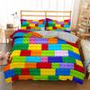 Building Block Duvet Cover Single Queen Bedding Set Colorful Toy Cubes Blocks Printed Soft Microfiber Quilt Cover for Teen Girls