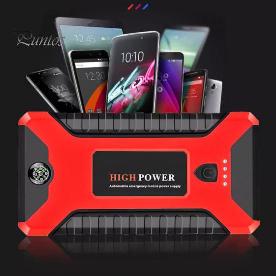 Multifunctional Car Battery Jump Starter with LED Flashlight Easy To Use 12V Portable Power Pack Battery Booster Jump Box