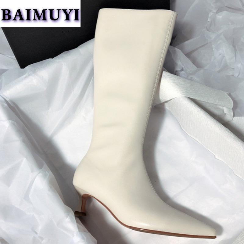 Модные женские высокие сапоги челси с острым носком на высоком каблуке 2024 года трендовые женские готические мягкие кожаные роскошные вечерние зимние снежные ботинки женские