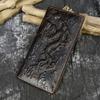 Мужской длинный кошелек из натуральной кожи с тисненым объемным узором в виде дракона, многослойный, с зажимом, двойного сложения, из коровьей кожи