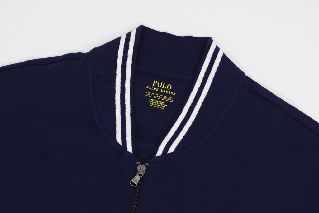 Polo Ralph Lauren Хлопковая трикотажная куртка для трека с логотипом на спине, размер XXL, мужская на молнии, темно-синяя, (Код товара 01020115)