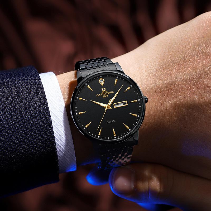 ONTHEEDGE Мужские деловые часы Светящиеся в темноте водонепроницаемые немеханические часы