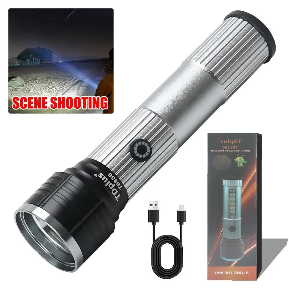 High Power LED Flashlight Built in Battery Usb Rechargeable Tactical Hunting Torch Outdoor Waterproof Camping Emergency Lantern